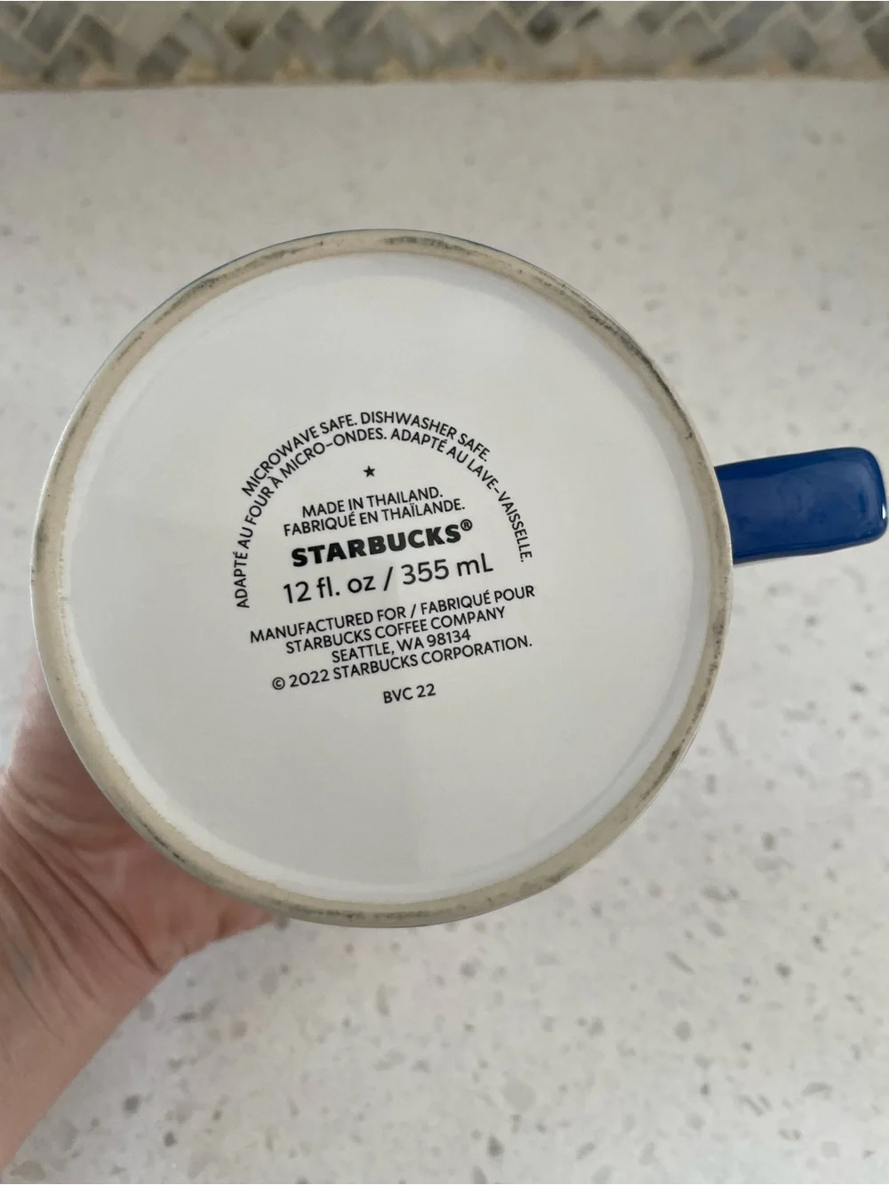 Starbucks 2022 Blue & White Iridescent Ombre Ribbed Twist Coffee Mug Cup 12 oz